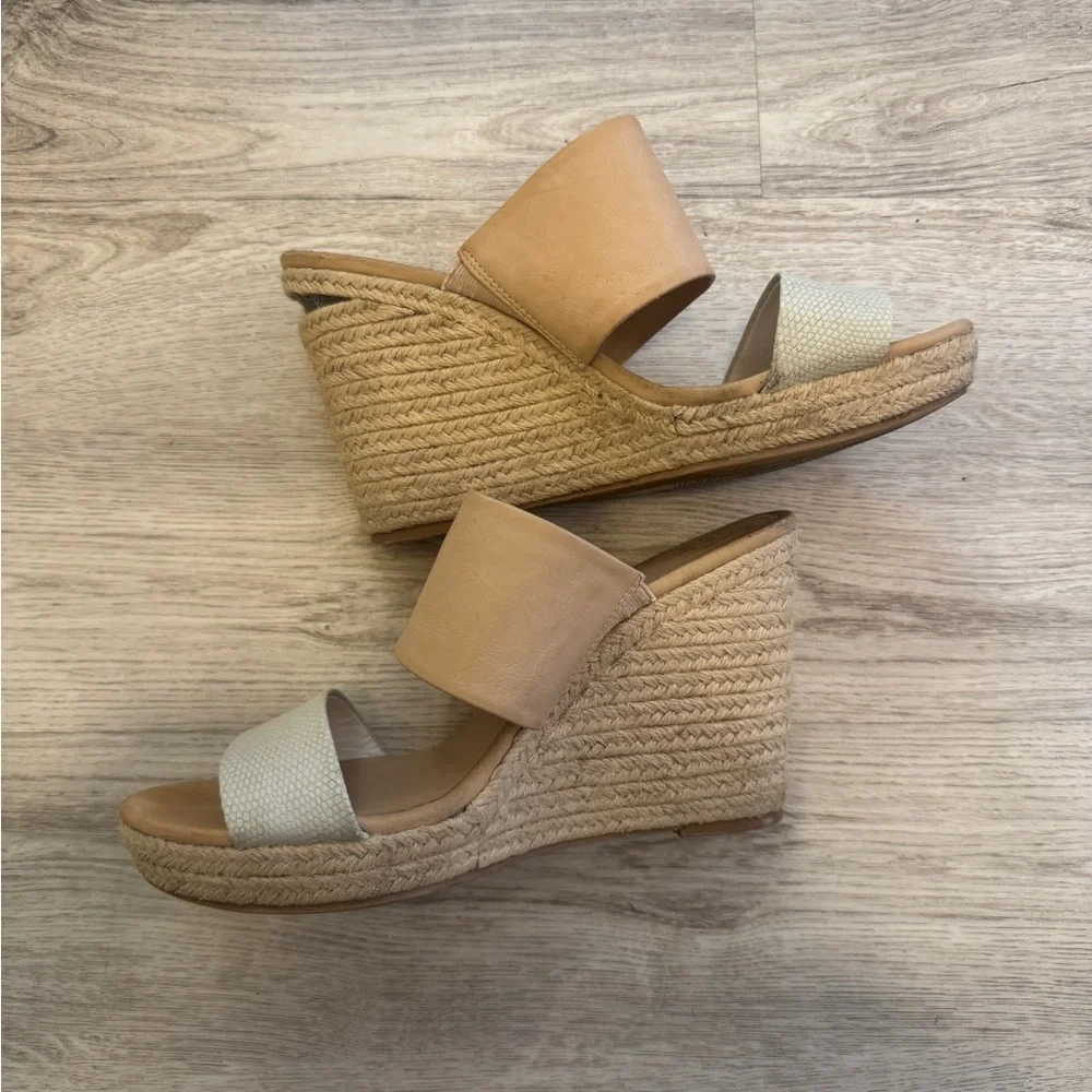 A New Day Women's Tan and Cream Slide wedge sandals